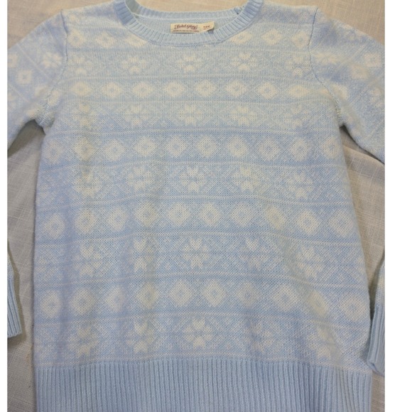 Faded Glory Sweaters - Faded Glory Womens Blue White Fair Isle Snowflake Knit Crew Nk Sweater Small 4-6